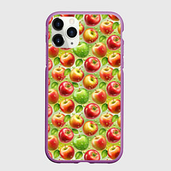 Чехол iPhone 11 Pro матовый Натуральные яблоки паттерн, цвет: 3D-фиолетовый