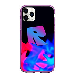 Чехол iPhone 11 Pro матовый Roblox neon flame, цвет: 3D-фиолетовый