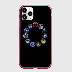 Чехол iPhone 11 Pro матовый NASA круг логотипов, цвет: 3D-малиновый