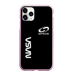 Чехол iPhone 11 Pro матовый Nasa space logo white, цвет: 3D-розовый