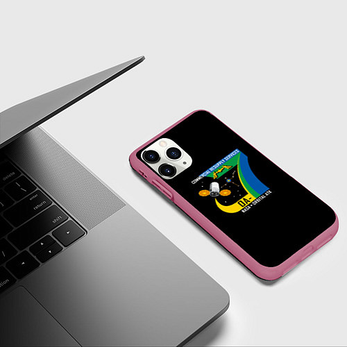 Чехол iPhone 11 Pro матовый Nasa space logo usa / 3D-Малиновый – фото 3