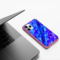 Чехол iPhone 11 Pro матовый Сине-фиолетовые наклонные блоки, цвет: 3D-малиновый — фото 2