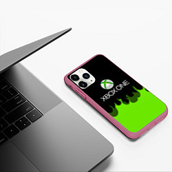 Чехол iPhone 11 Pro матовый Xbox green fire, цвет: 3D-малиновый — фото 2