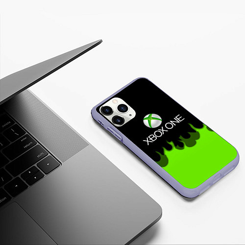 Чехол iPhone 11 Pro матовый Xbox green fire / 3D-Светло-сиреневый – фото 3