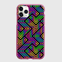 Чехол iPhone 11 Pro матовый Линии лабиринта спектрального цвета, цвет: 3D-малиновый