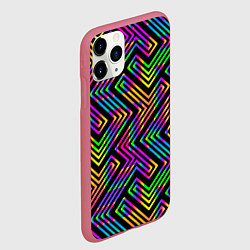 Чехол iPhone 11 Pro матовый Линии лабиринта спектрального цвета, цвет: 3D-малиновый — фото 2