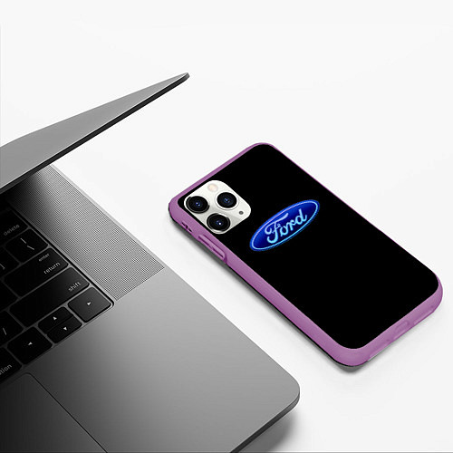 Чехол iPhone 11 Pro матовый Ford neon steel / 3D-Фиолетовый – фото 3