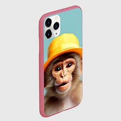 Чехол iPhone 11 Pro матовый Мартышка в шляпе, цвет: 3D-малиновый — фото 2
