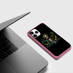 Чехол iPhone 11 Pro матовый Арт регги скелет со специями, цвет: 3D-малиновый — фото 2