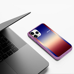 Чехол iPhone 11 Pro матовый Красный-синий градиентный узор, цвет: 3D-фиолетовый — фото 2