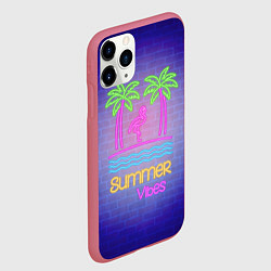 Чехол iPhone 11 Pro матовый Неоновые пальмы и фламинго summer vibes, цвет: 3D-малиновый — фото 2