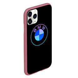 Чехол iPhone 11 Pro матовый BMW neon logo, цвет: 3D-малиновый — фото 2