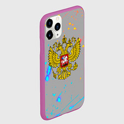 Чехол iPhone 11 Pro матовый Герб рф огонь краски, цвет: 3D-фиолетовый — фото 2