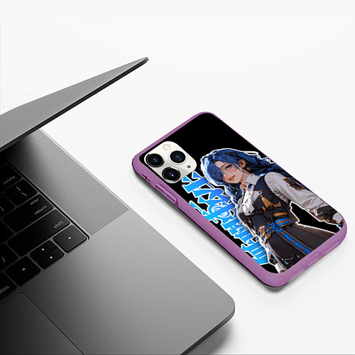 Чехол iPhone 11 Pro матовый Mushoku Tensei - Рокси тян / 3D-Фиолетовый – фото 3