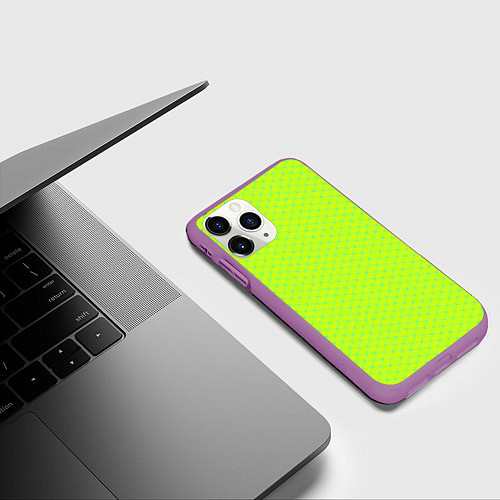 Чехол iPhone 11 Pro матовый Неоновый паттерн тонких линий / 3D-Фиолетовый – фото 3