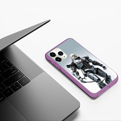 Чехол iPhone 11 Pro матовый Cyber Lenin - ai art, цвет: 3D-фиолетовый — фото 2