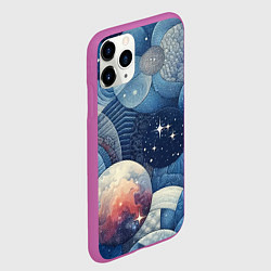 Чехол iPhone 11 Pro матовый Космический пэчворк - нейросеть, цвет: 3D-фиолетовый — фото 2