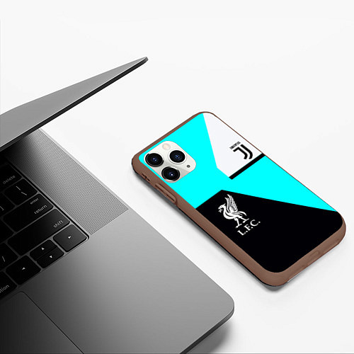 Чехол iPhone 11 Pro матовый Juventus x Liverpool geometry / 3D-Коричневый – фото 3