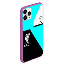 Чехол iPhone 11 Pro матовый Juventus x Liverpool geometry, цвет: 3D-фиолетовый — фото 2