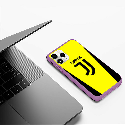 Чехол iPhone 11 Pro матовый Juventus sport geometry yellow / 3D-Фиолетовый – фото 3