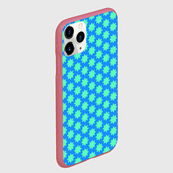 Чехол iPhone 11 Pro матовый Паттерн голубые звездочки, цвет: 3D-малиновый — фото 2