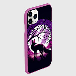 Чехол iPhone 11 Pro матовый Лис и лунная ночь, цвет: 3D-фиолетовый — фото 2