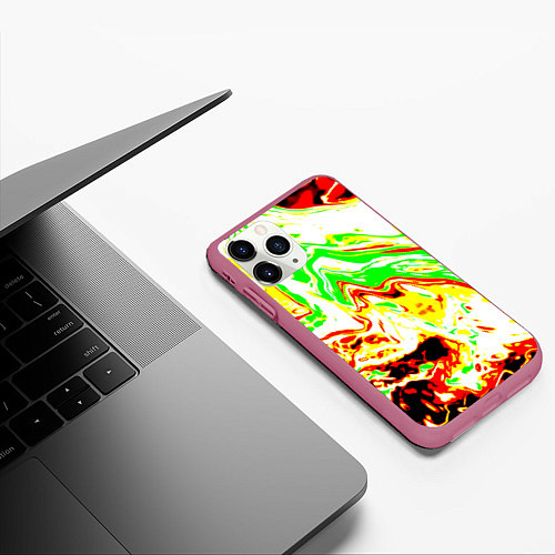 Чехол iPhone 11 Pro матовый Кислотные краски / 3D-Малиновый – фото 3