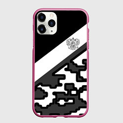 Чехол iPhone 11 Pro матовый Россия камуфляж текстура, цвет: 3D-малиновый