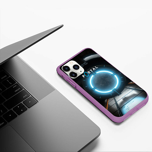 Чехол iPhone 11 Pro матовый Portal logo game / 3D-Фиолетовый – фото 3