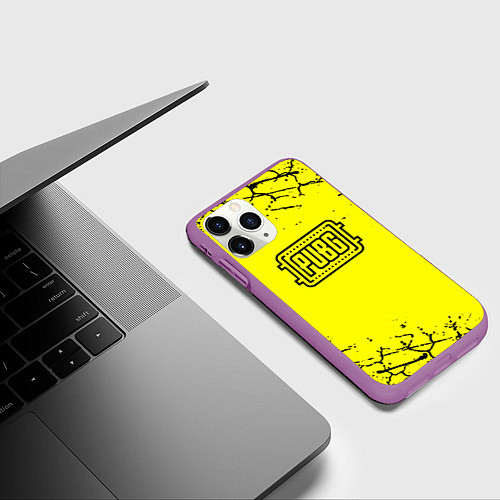 Чехол iPhone 11 Pro матовый PUBG текстура геймер / 3D-Фиолетовый – фото 3