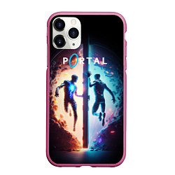 Чехол iPhone 11 Pro матовый Portal люди в прыжке, цвет: 3D-малиновый