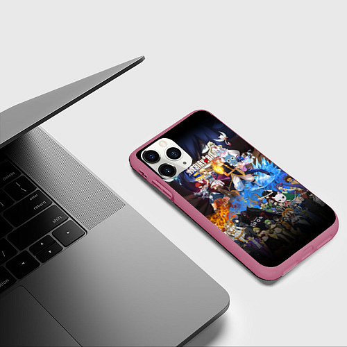Чехол iPhone 11 Pro матовый Фейри Тейл / 3D-Малиновый – фото 3