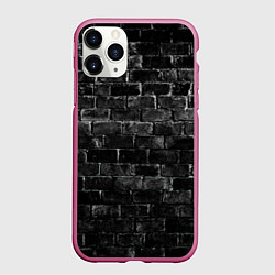Чехол iPhone 11 Pro матовый Текстура темного кирпича, цвет: 3D-малиновый