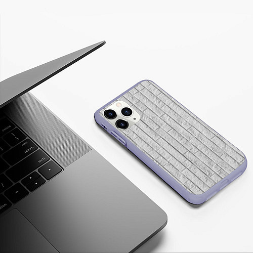 Чехол iPhone 11 Pro матовый Текстура серого камня / 3D-Светло-сиреневый – фото 3