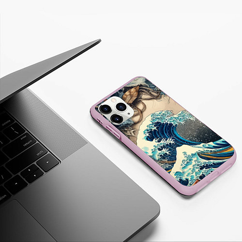 Чехол iPhone 11 Pro матовый Collage of all sorts of things and a wave / 3D-Розовый – фото 3