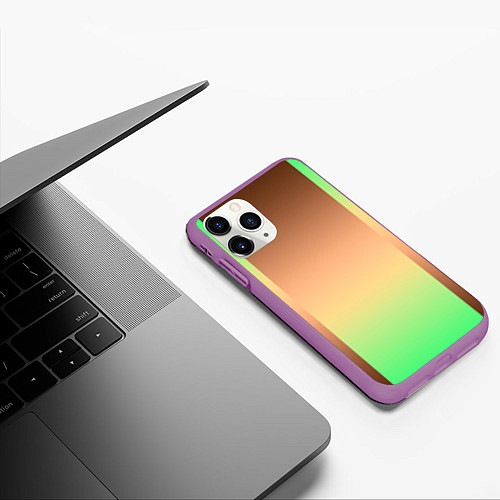 Чехол iPhone 11 Pro матовый Фисташковый комбинированный градиент / 3D-Фиолетовый – фото 3