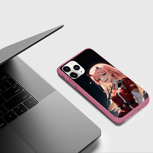 Чехол iPhone 11 Pro матовый Милый во франксе - zero two / 3D-Малиновый – фото 3