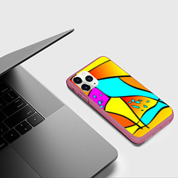 Чехол iPhone 11 Pro матовый Яркая абстракция, цвет: 3D-малиновый — фото 2
