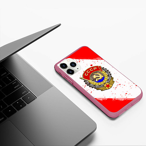 Чехол iPhone 11 Pro матовый СССР краски спорт / 3D-Малиновый – фото 3