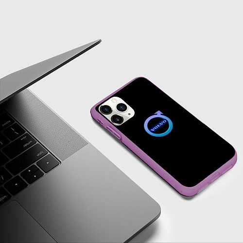 Чехол iPhone 11 Pro матовый Volvo neon logo / 3D-Фиолетовый – фото 3