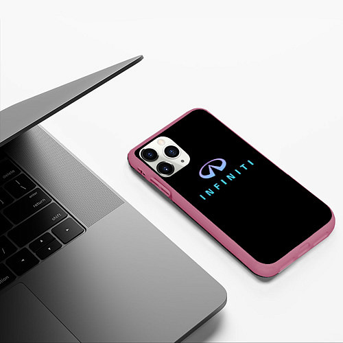 Чехол iPhone 11 Pro матовый Infiniti logo neon / 3D-Малиновый – фото 3
