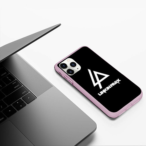 Чехол iPhone 11 Pro матовый Linkin park logo brend music / 3D-Розовый – фото 3