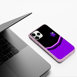 Чехол iPhone 11 Pro матовый Among us neon geometry, цвет: 3D-розовый — фото 2