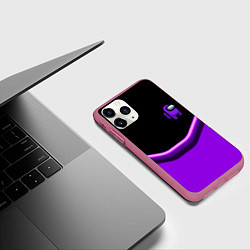 Чехол iPhone 11 Pro матовый Among us neon geometry, цвет: 3D-малиновый — фото 2