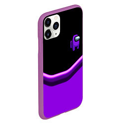 Чехол iPhone 11 Pro матовый Among us neon geometry, цвет: 3D-фиолетовый — фото 2