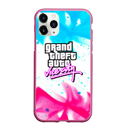 Чехол iPhone 11 Pro матовый GTA neon flame, цвет: 3D-малиновый