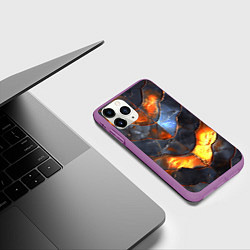 Чехол iPhone 11 Pro матовый Горящая чешуя, цвет: 3D-фиолетовый — фото 2