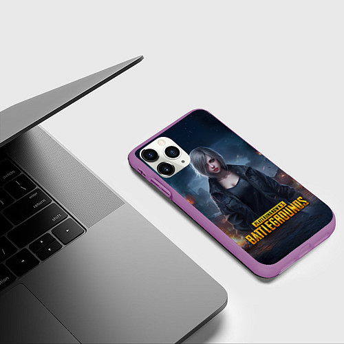 Чехол iPhone 11 Pro матовый PUBG game wallpaper / 3D-Фиолетовый – фото 3