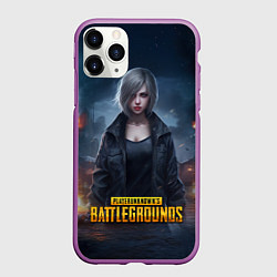 Чехол iPhone 11 Pro матовый PUBG game wallpaper, цвет: 3D-фиолетовый