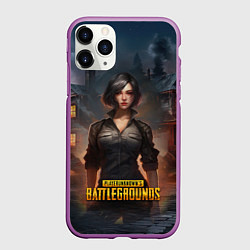 Чехол iPhone 11 Pro матовый PUBG game wallpaper, цвет: 3D-фиолетовый